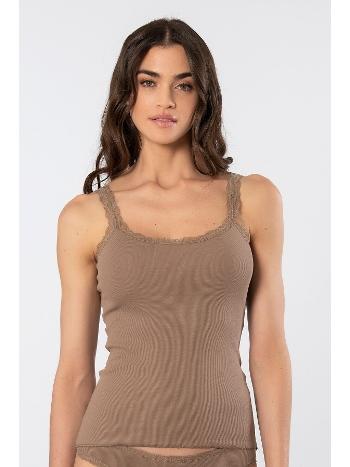 Kadın Likralı Dantelli İp Askılı Kaşkorse Türen 926/Vizon