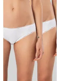 Türen Kadın Likralı Ribana Dantelli Bikini Külot 2li Paket Türen 928