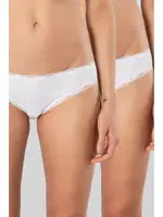 Kadın Likralı Ribana Dantelli Bikini Külot 2li Paket Türen 928 Beyaz