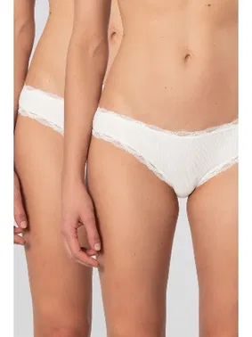 Türen Likralı Ribana Dantelli Kadın Bikini Külot 2li Türen 928