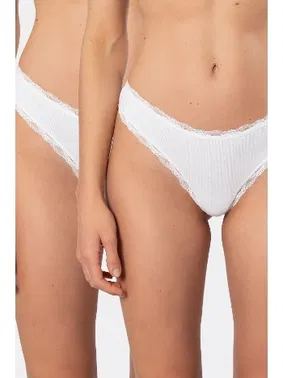 Türen Likralı Ribana Dantelli Kadın String 2li Paket Türen 927