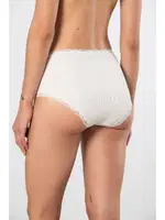 Yüksel Bel Likralı Ribana Dantelli Kadın Külot 2li Türen 929 Ekru görsel 4