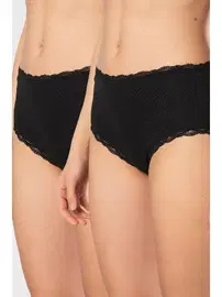 Türen Likralı 2li Ribana Dantelli Yüksel Bel Kadın Külot Türen 929