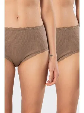 Türen Dantelli Likralı Ribana Yüksel Bel Kadın Külot 2li Türen 929