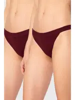 Bordo Likralı Ribana Geniş Lastikli Kadın Külot 2li Paket Türen 931 Bordo