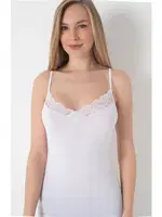 Kadın Lycralı Dantelli İp Askılı Atlet Öztaş 20002-A Beyaz detay görünüm