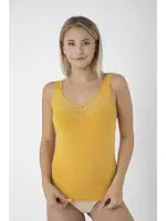 Kadın Lycralı Dantelli Kalın Askılı Atlet Öztaş 20004-A Hardal farklı açı