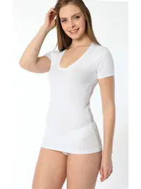 Öztaş Kadın Lycralı Yarım Kol V Yaka Atlet Fanila Öztaş 20001-A