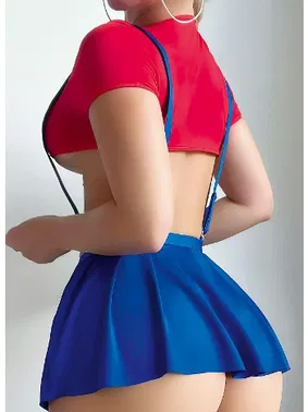 NightLight Kadın Mavi Kırmızı Fantezi Etekli Takım NightLight 3726 - Alternatif Görünüm