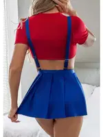 Kadın Mavi Kırmızı Fantezi Etekli Takım NightLight 3726 görsel 5