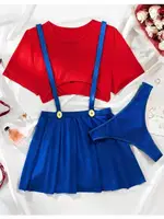 Kadın Mavi Kırmızı Fantezi Etekli Takım NightLight 3726 görsel 6