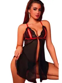 Ruselin Kadın Moda Fantezi Gecelik Seksi Tasarım Transparan Dantel