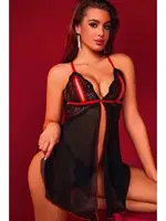 Kadın Moda Fantezi Gecelik Seksi Tasarım Transparan Dantel Siyah farklı açı