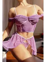 Kadın Mor Rapunzel Elbise Fantezi Gecelik NightLight 1064-1