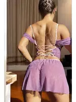 Kadın Mor Rapunzel Elbise Fantezi Gecelik NightLight 1064-1 detay görünüm