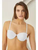 Kadın Straplez Sütyen Destekli Sırtı Şeffaf NBB 30017 Beyaz