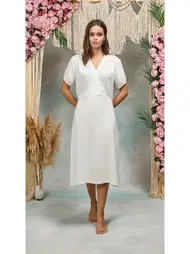 Doreanse Kadın Taş Rengi Midi Viskon Gecelik Doreanse 25Y4078