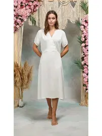 Doreanse Kadın Taş Rengi Midi Viskon Gecelik Doreanse 25Y4078