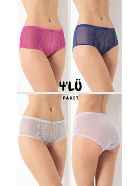 Confeo Kadın Tüllü Midi Bato Külot 4 Lü Paket Confeo C804-505