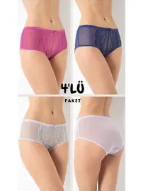 Confeo Kadın Tüllü Midi Bato Külot 4 Lü Paket Confeo C804-505