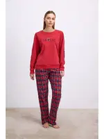 Kadın Uzun Kol Sweatshirt Pijama Takımı Anıl 11579 Bordo farklı açı