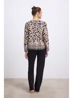 Kadın Uzun Kollu Dantelli Yaka Leopar Desenli T-Shirt ve Pantolon Pijama Takımı Anıl 11540 detay görünüm