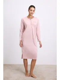 Anıl Kadın Uzun Kollu Düğmeli Gecelik Anıl 11619