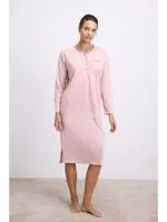 Kadın Uzun Kollu Düğmeli Gecelik Anıl 11619 Fil Dişi