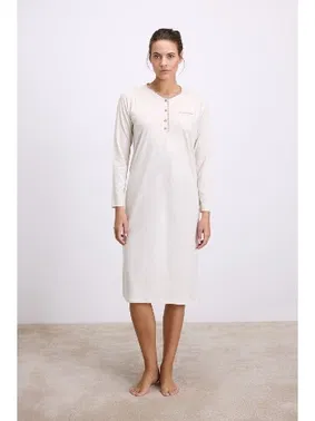 Anıl Kadın Uzun Kollu Düğmeli Gecelik Anıl 11619 - Alternatif Görünüm