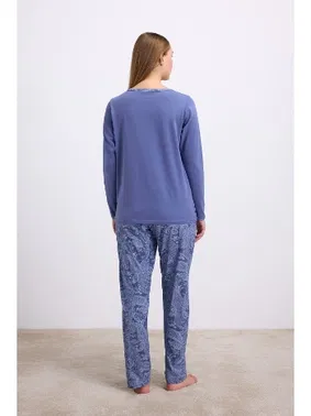 Anıl Kadın Uzun Kollu T-Shirt ve Desenli Pantolon Pijama Takımı Anıl 11566 - Alternatif Görünüm