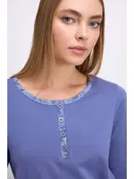 Kadın Uzun Kollu T-Shirt ve Desenli Pantolon Pijama Takımı Anıl 11566 Çivit farklı açı
