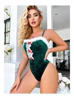 Kadın Yılbaşı Konseptli Fantezi Gecelik Nathalie YK-1803 Yeşil detay görünüm