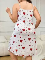 Kalp Desenli Askılı Uzun Kadın Gecelik Lily Bianca 13042 Beyaz farklı açı