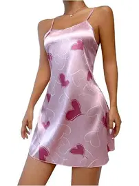 Ruselin Kalpli İnce Askılı Kısa Saten Gecelik Ruselin 2217