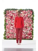 Kalpli Kareli Kısa Kollu Penye Lycra Kadın Pijama Takımı Estiva 25173 Kırmızı detay görünüm