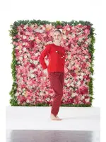 Kalpli Kareli Kısa Kollu Penye Lycra Kadın Pijama Takımı Estiva 25173 Kırmızı farklı açı