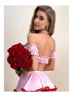 Kalpli Pembe Fırfır Hizmetçi Kostüm missisX 62003 Pembe farklı açı