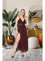 Kalpli Yırtmaçlı Fantazi Uzun Kadın Gecelik İzabel 2007 Siyah