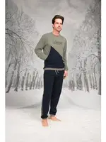 Kanguru Cepli Uzun Kollu Önü Yazılı Erkek Pijama Takım Doreanse 26K4607 Lacivert