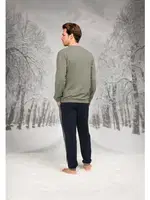 Kanguru Cepli Uzun Kollu Önü Yazılı Erkek Pijama Takım Doreanse 26K4607 Lacivert detay görünüm