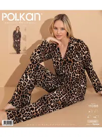 Polkan Kaplan Desenli V Yaka Gömlek Kısa Kollu Pijama Takım Polkan 11088