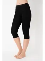 Bel Kısmı Lastikli Kapri Kadın Tayt G-Box 900 Siyah