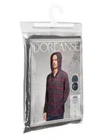 Kapüşonlu Uzun Kollu Cepli Erkek Gömlek  Doreanse 4616 Bordo farklı açı