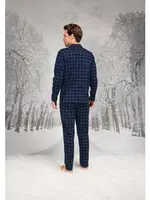 Kare Desenli Gömlek Yaka Uzun Kollu Erkek Pijama Takım Doreanse 26K4602 Lacivert detay görünüm