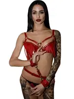 Kelepçeli Fantezi Harness MissisX 2163 Kırmızı farklı açı