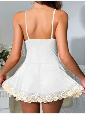 Real Passione Kenarları Dantel Kloş Kısa Fantazi Gecelik Takım Real Passione 4061 - Alternatif Görünüm