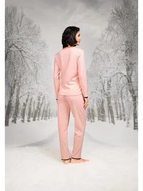 Doreanse Kenarları Dantel V Yaka Uzun Kollu Kadın Pijama Takım Doreanse 26K4104 - Alternatif Görünüm