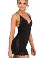 Kenarları Dantelli Siyah Askılı Mini Gecelik SHE 2034 Siyah farklı açı