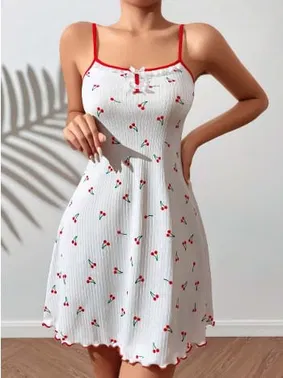 Lily Bianca Kiraz Desenli Askılı Mini Gecelik Lily Bianca 13032 - Alternatif Görünüm