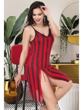 İzabel Kırmızı Çizgili Tunik Fantezi Gecelik İzabel T-1005 - Alternatif Görünüm